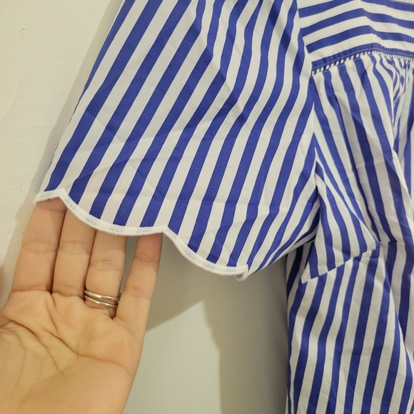 NWT TALBOTS Sailboat Stripe Scalloped Square neck top - Picture 9 of 12
